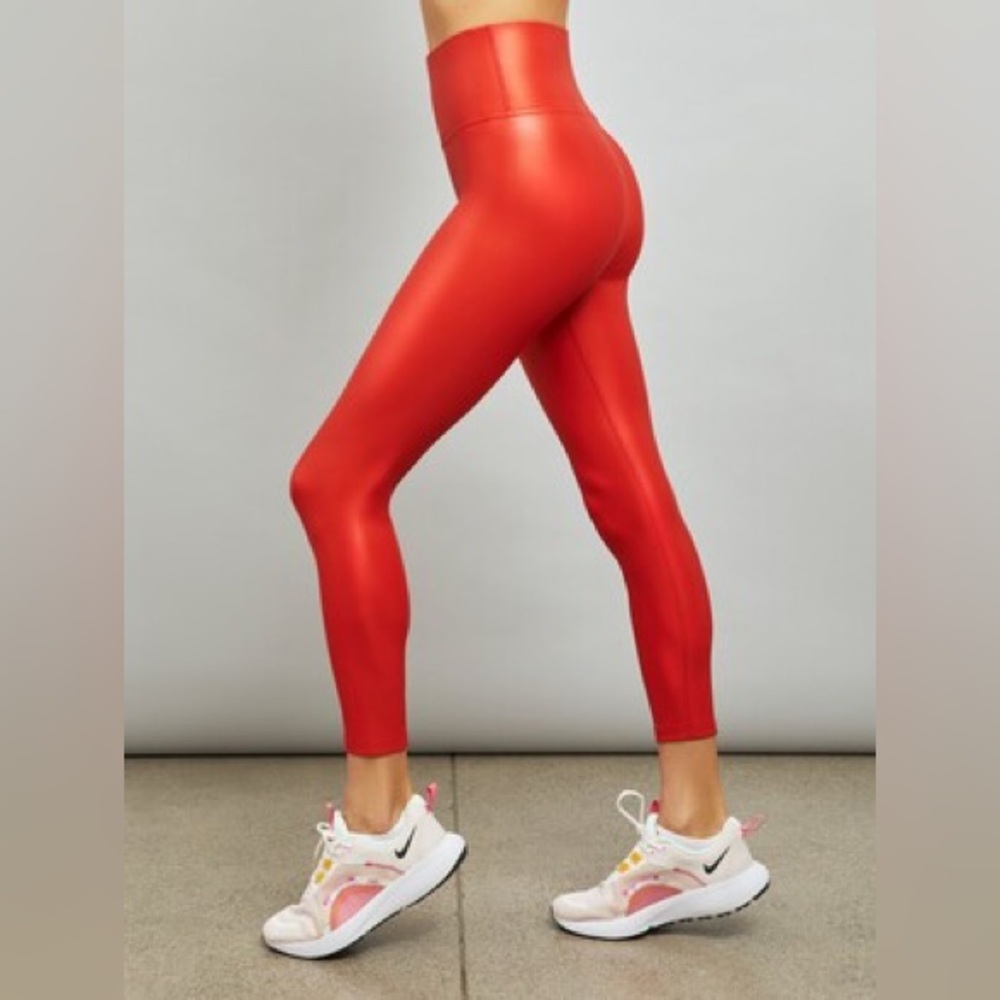 Carbon38 High Rise 7/8 Legging in Takara Shine - Artisanal Red